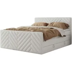 Höffner Boxspringbett mit Bettkasten Paris King Duo ¦ weiß ¦ Maße (cm): B: 121 H: 110
