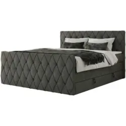 Höffner Boxspringbett mit Bettkasten Miren King Duo ¦ grau ¦ Maße (cm): B: 141 H: 110