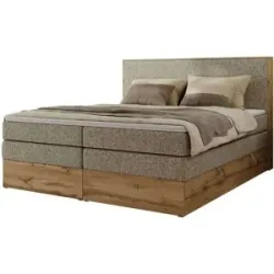 Höffner Boxspringbett mit Bettkasten Wood Classic King ¦ beige ¦ Maße (cm): B: 184 H: