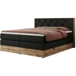 HOFFNER, Höffner Boxspringbett mit Bettkasten Veneto King ¦ schwarz ¦ Maße (cm): B: 188 H: 115