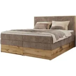 Höffner Boxspringbett mit Bettkasten Wood Classic King ¦ braun ¦ Maße (cm): B: 144 H: