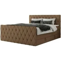 Höffner Boxspringbett mit Bettkasten Miren King Duo ¦ braun ¦ Maße (cm): B: 121 H: 110