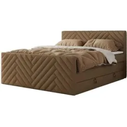 Höffner Boxspringbett mit Bettkasten Paris King Duo ¦ braun ¦ Maße (cm): B: 181 H: 110