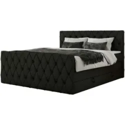 Höffner Boxspringbett mit Bettkasten Miren King Duo ¦ schwarz ¦ Maße (cm): B: 181 H: 110