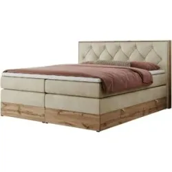 Höffner Boxspringbett mit Bettkasten Veneto King ¦ beige ¦ Maße (cm): B: 208 H: 115