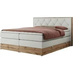 Höffner Boxspringbett mit Bettkasten Veneto King ¦ weiß ¦ Maße (cm): B: 208 H: 115