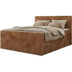 Höffner Boxspringbett mit Bettkasten Tiliano King Duo ¦ orange ¦ Maße (cm): B: 164 H: