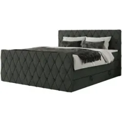 Höffner Boxspringbett mit Bettkasten Miren King Duo ¦ grau ¦ Maße (cm): B: 201 H: 110