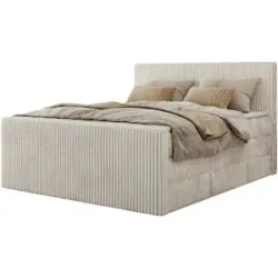 Höffner Boxspringbett mit Bettkasten Tiliano King Duo ¦ beige ¦ Maße (cm): B: 204 H: 119