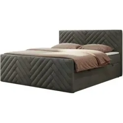 Höffner Boxbett mit Bettkasten Paris Duo ¦ grau ¦ Maße (cm): B: 121 H: 110