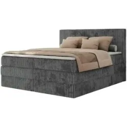 Höffner Boxspringbett mit Bettkasten Tiliano King ¦ grau ¦ Maße (cm): B: 186 H: 119