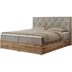 Höffner Boxbett mit Bettkasten Veneto ¦ beige ¦ Maße (cm): B: 208 H: 115