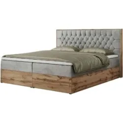 Höffner Boxbett mit Bettkasten Amore ¦ grau ¦ Maße (cm): B: 148 H: 115