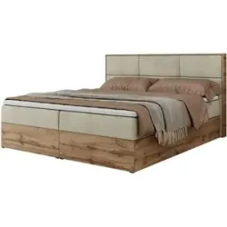 Höffner Boxbett mit Bettkasten Albero 2 ¦ beige ¦ Maße (cm): B: 148 H: 104