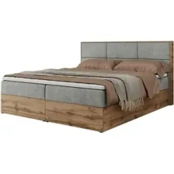 Höffner Boxbett mit Bettkasten Albero 2 ¦ grau ¦ Maße (cm): B: 188 H: 104