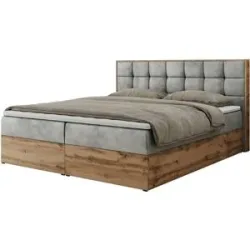 Höffner Boxbett mit Bettkasten Albero 1 ¦ grau ¦ Maße (cm): B: 188 H: 104