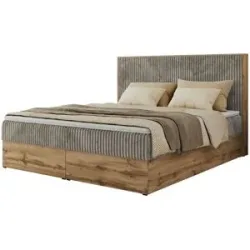 Höffner Boxbett mit Bettkasten Wood Classic ¦ braun ¦ Maße (cm): B: 144 H: 120