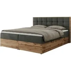 Höffner Boxbett mit Bettkasten Albero 1 ¦ grau ¦ Maße (cm): B: 128 H: 104