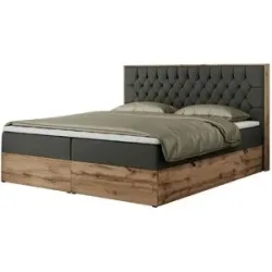 Höffner Boxbett mit Bettkasten Amore ¦ grau ¦ Maße (cm): B: 208 H: 115