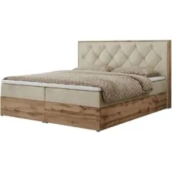 Höffner Boxbett mit Bettkasten Veneto ¦ beige ¦ Maße (cm): B: 148 H: 115