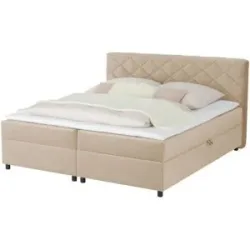 Höffner Boxbett mit Bettkasten Vegas II ¦ beige ¦ Maße (cm): B: 166 H: 104