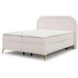 S-STYLE Boxbett mit Bettkasten  Bouclé-Stoff Sonna ¦ weiß ¦ Maße (cm): B: 160 H: