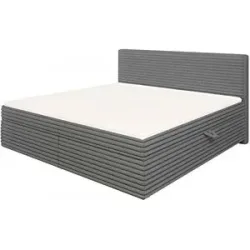 S-STYLE Boxbett Cord  mit Stauraum und Topper  H3 Neo ¦ grau ¦ Maße (cm): B: 205