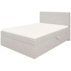 S-STYLE Boxbett Cord  mit Stauraum und Topper  H3 Neo ¦ grau ¦ Maße (cm): B: 145