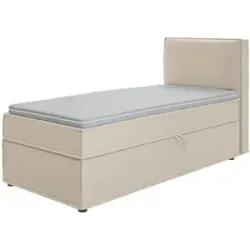S-STYLE Boxbett mit Stauraum und Topper  H3 Uma ¦ beige ¦ Maße (cm): B: 90 H: