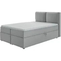 S-STYLE Boxbett mit Stauraum und Topper  H3 Uma ¦ grau ¦ Maße (cm): B: 140 H: