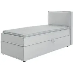 S-STYLE Boxbett mit Stauraum und Topper  H3 Uma ¦ silber ¦ Maße (cm): B: 90 H: