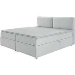S-STYLE Boxbett mit Stauraum und Topper  H3 Uma ¦ silber ¦ Maße (cm): B: 200 H: