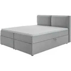 S-STYLE Boxbett mit Stauraum und Topper  H3 Uma ¦ grau ¦ Maße (cm): B: 180 H: