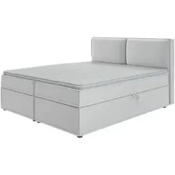 S-STYLE Boxbett mit Stauraum und Topper  H3 Uma ¦ silber ¦ Maße (cm): B: 180 H: