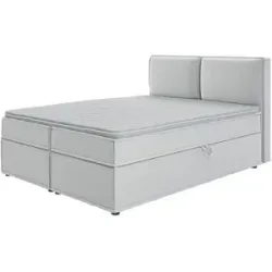 S-STYLE Boxbett mit Stauraum und Topper  H3 Uma ¦ silber ¦ Maße (cm): B: 160 H:
