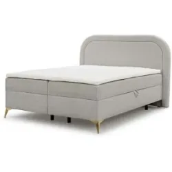 S-STYLE Boxbett mit Bettkasten  Bouclé-Stoff Sonna ¦ grau ¦ Maße (cm): B: 180 H: