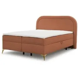 S-STYLE Boxbett mit Bettkasten  Bouclé-Stoff Sonna ¦ rot ¦ Maße (cm): B: 220 H: