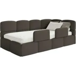 Selsey Polsterliege mit Rausfallschutz Cloudy ¦ braun ¦ Maße (cm): B: 220 H: 88