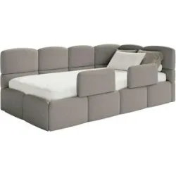 Selsey Polsterliege mit Rausfallschutz Cloudy ¦ grau ¦ Maße (cm): B: 220 H: 88