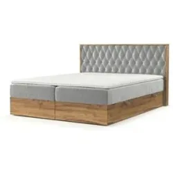 maison de rêve Boxspringbett mit Stauraum  Ukiyo ¦ grau ¦ Maße (cm): B: 209 H: