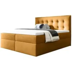 Höffner Boxbett mit Bettkasten Focus ¦ gelb ¦ Maße (cm): B: 180 H: 110