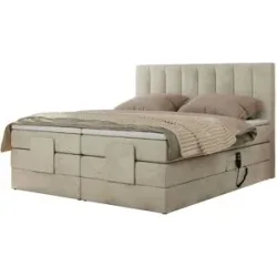 Höffner Motor Boxspringbett mit Bettkasten Comforto ¦ beige ¦ Maße (cm): B: 148 H: 124