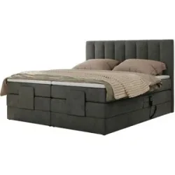 Höffner Motor Boxspringbett mit Bettkasten Comforto ¦ grau ¦ Maße (cm): B: 208 H: 124