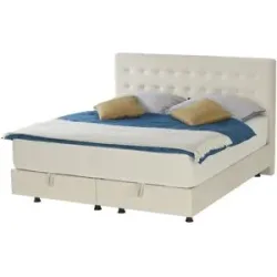 Höffner Polsterbett mit Stauraum Grantham ¦ beige ¦ Maße (cm): B: 185 H: 120