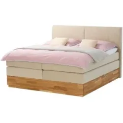 Höffner Boxspringbett inklusive Bettkasten Beam ¦ beige ¦ Maße (cm): B: 185 H: 120