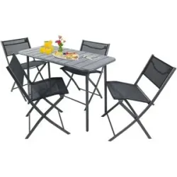 Höffner Gartenmöbel 5er-Set   ¦ schwarz ¦ Maße (cm): B: 110 H: 72