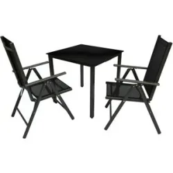 Höffner Gartenmöbel 3er-Set   ¦ schwarz ¦ Maße (cm): B: 80 H: 73