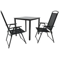 Höffner Gartenmöbel 3er-Set   ¦ schwarz ¦ Maße (cm): B: 80 H: 76