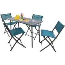 Höffner Gartenmöbel 5er-Set   ¦ türkis/petrol ¦ Maße (cm): B: 110 H: 72