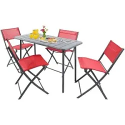Höffner Gartenmöbel 5er-Set   ¦ rot ¦ Maße (cm): B: 110 H: 72